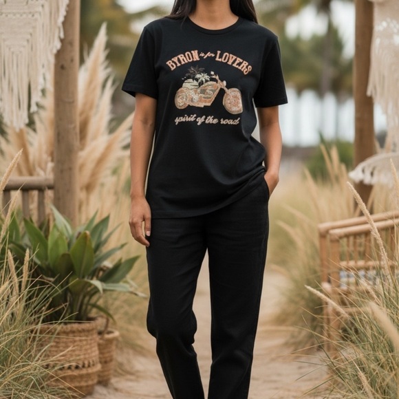 For Love Bell Tops - Byron for Lovers Black Graphic Tee - Women​​